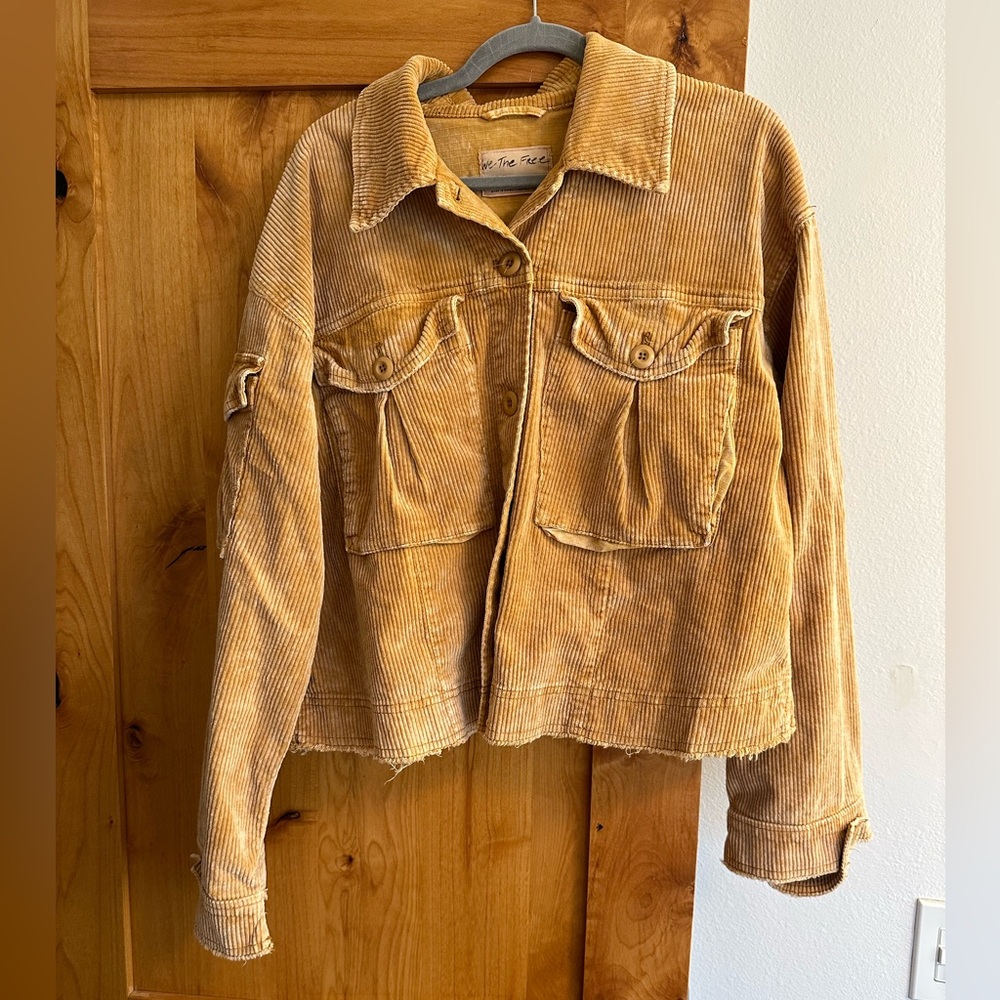 We The Free Corduroy Cropped Jacket Brown L Free People